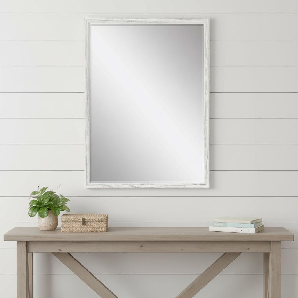632784 39 in. White Wood Accent Mirror