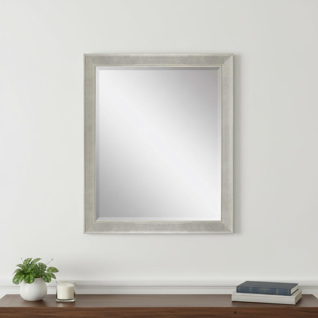 632812 33 in. Silver Solid Wood Framed Accent Mirror