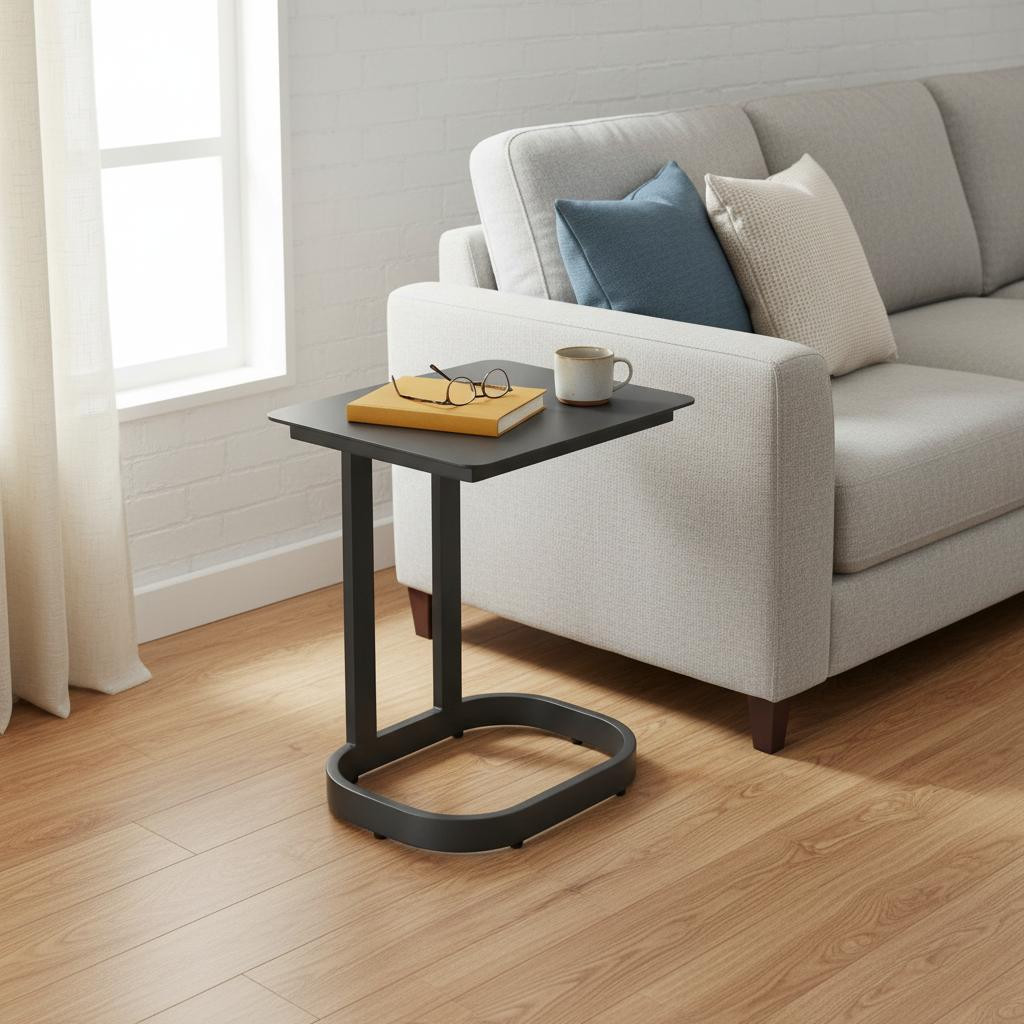 668535 22 in. Black Aluminum Outdoor Side Table