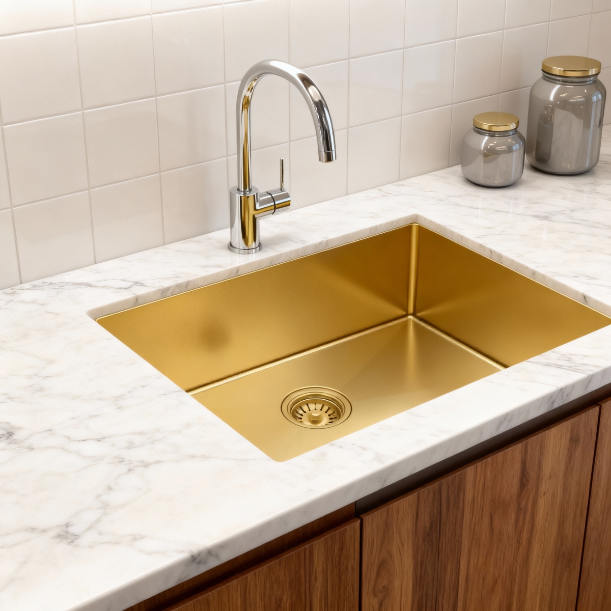 Picture of HomeRoots 719939 10 x 27 in. Gold Stainless Steel Undermount Kitchen Sink