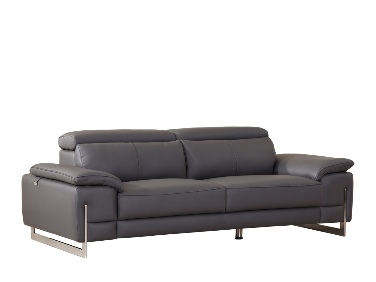 Tasteful Leather Sofa, Dark Grey - 31 in.