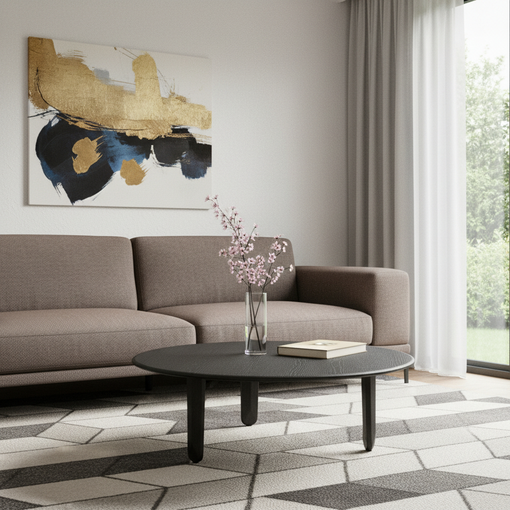 714518 41 in. Black Solid Wood Round Coffee Table