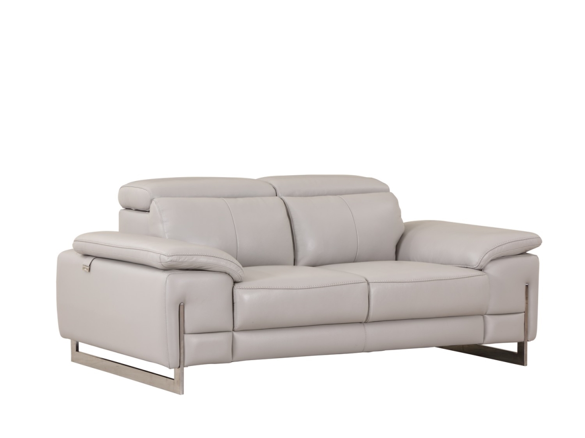 Tasteful Leather Loveseat, Light Grey - 31 in.