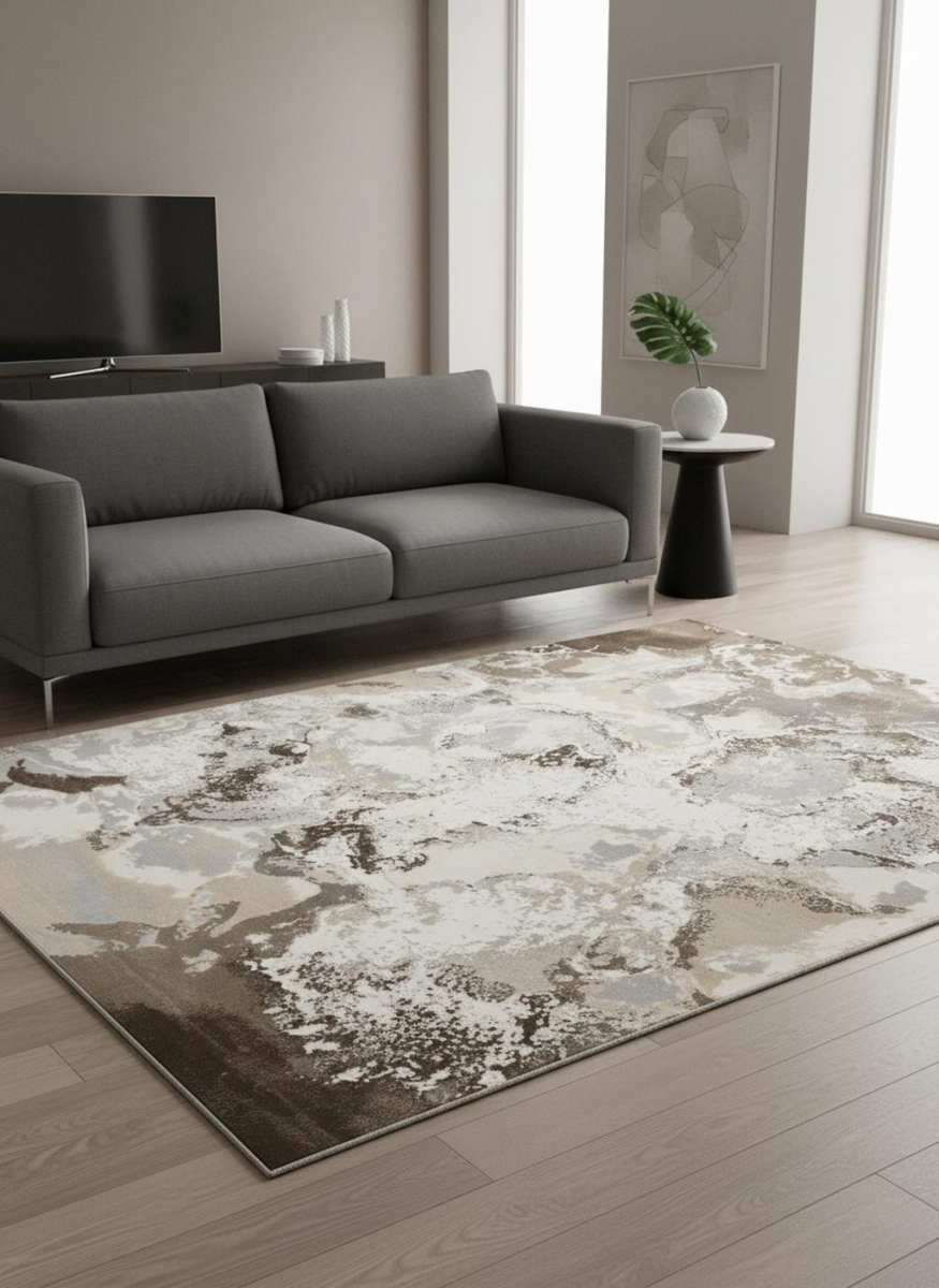660193 5 x 8 ft. Taupe & Cream Abstract Rectangle Area Rug