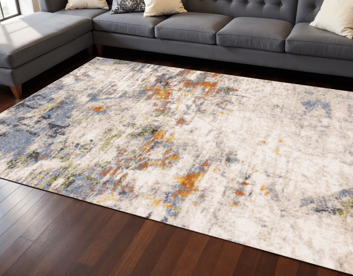 660093 8 x 11 ft. Taupe Blue & Copper Abstract Rectangle Area Rug