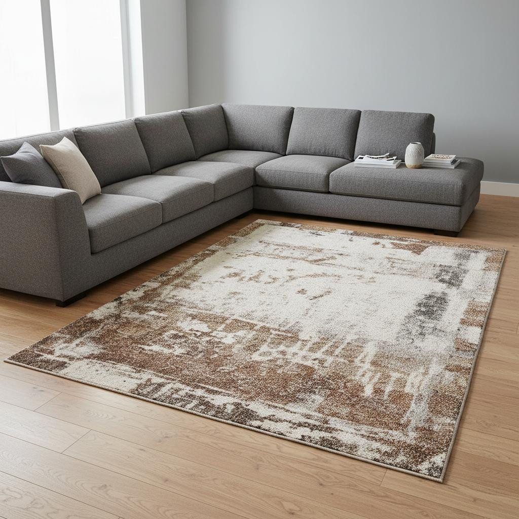 660030 8 x 11 ft. Beige & Brown Abstract Rectangle Area Rug