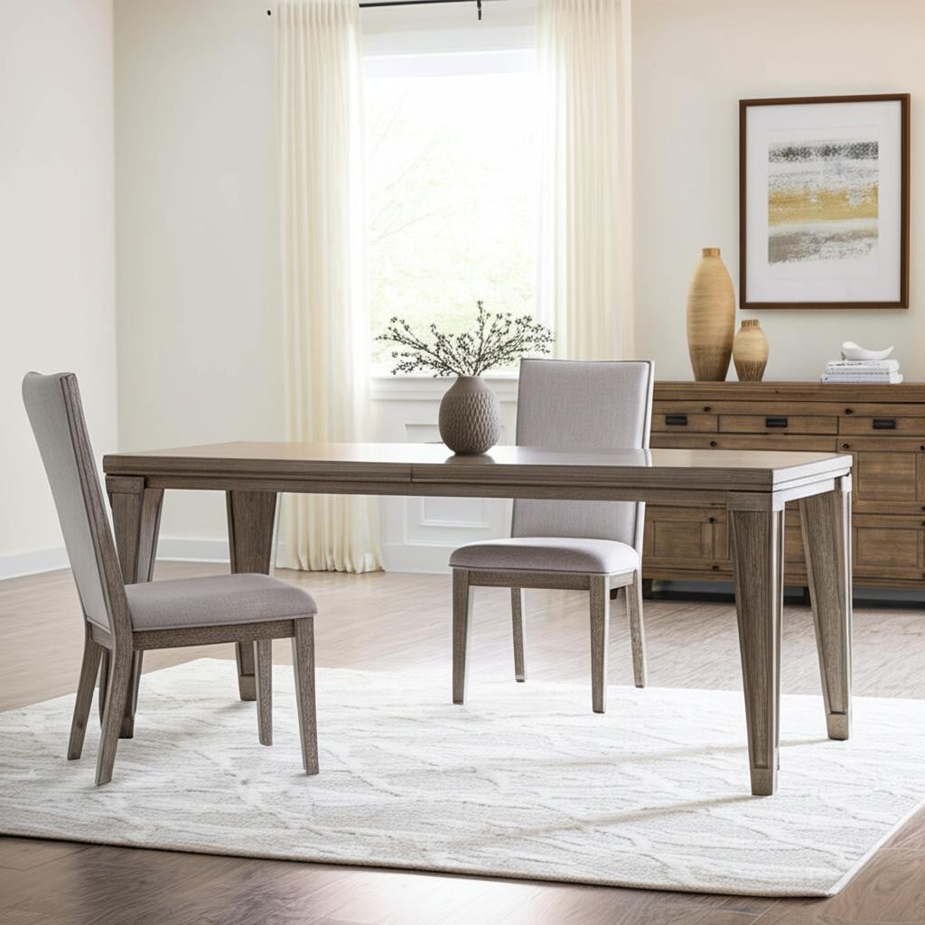 573284 Gray Fabric & Solid Wood Dining Side Chairs, Set of 2