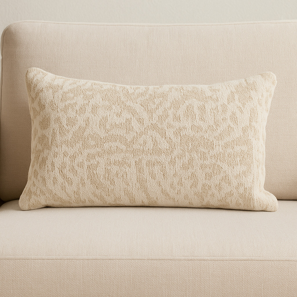 608194 14 x 26 in. Cream & Beige Lumbar Abstract Cotton Throw Pillow Cover with Texture