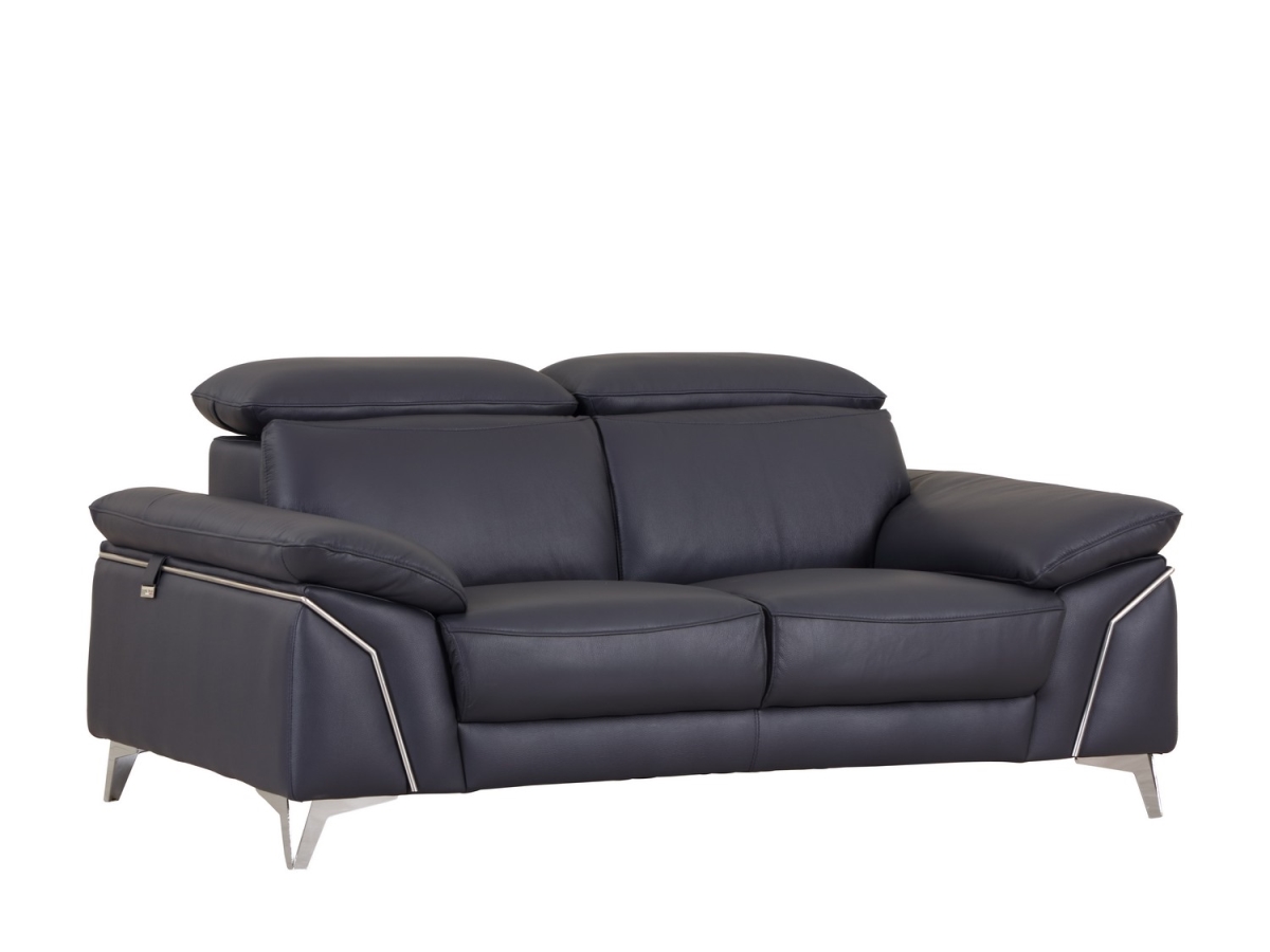 Fashionable Leather Loveseat, Navy - 31 in.