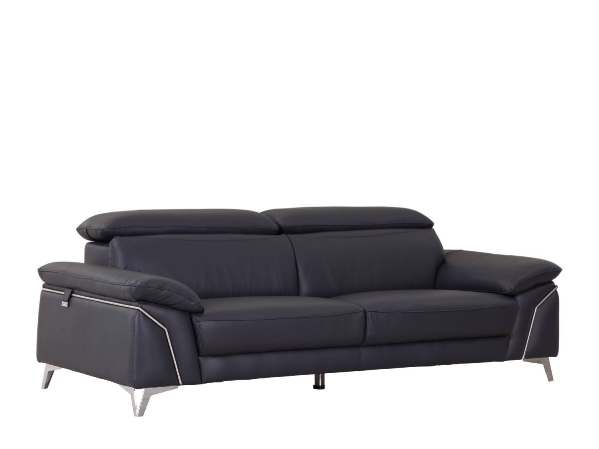 Fashionable Leather Sofa, Navy - 31 in.