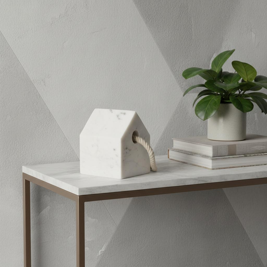 608724 5 in. White Marble Decorative Wall Sculpture