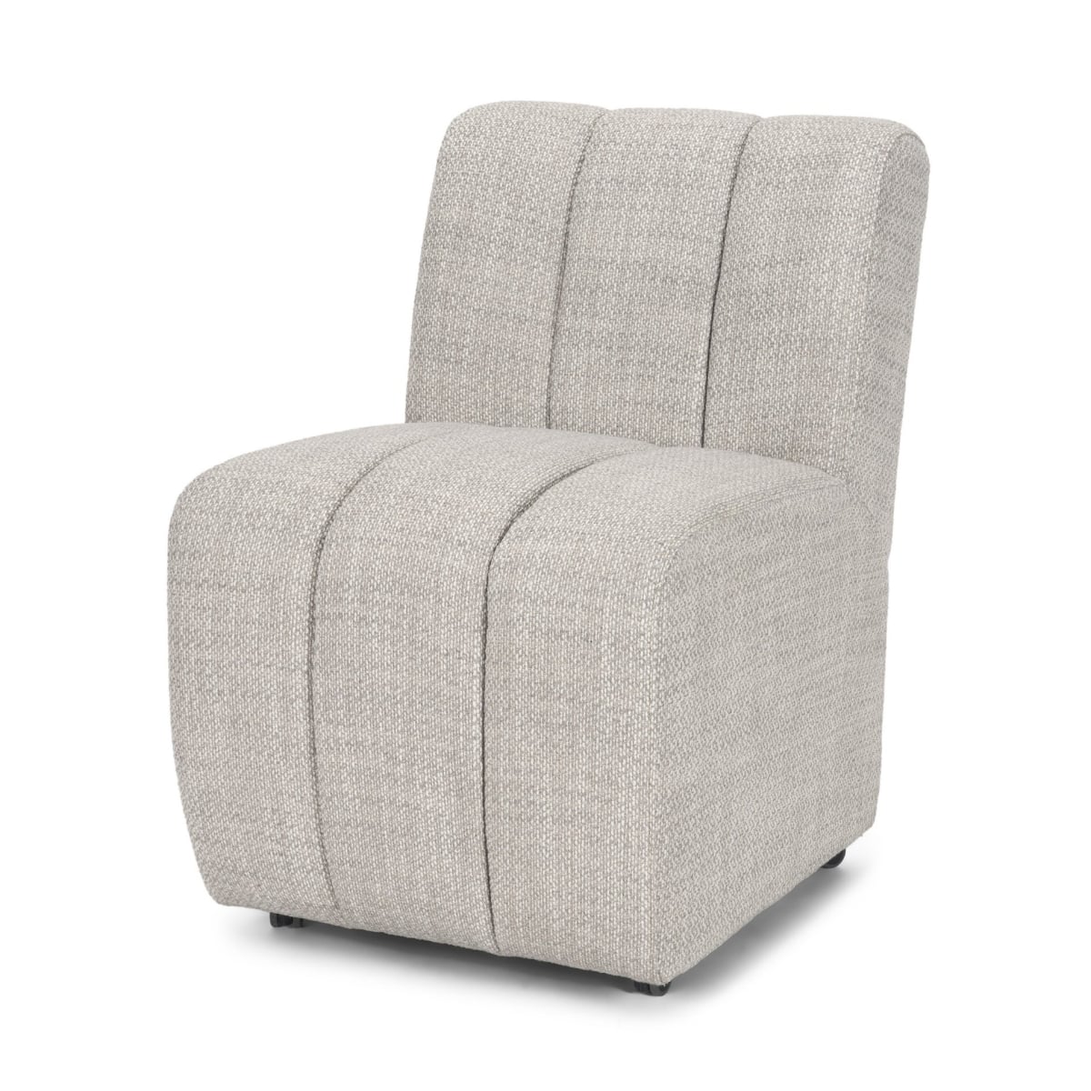 605675 Gray & Black Upholstered Fabric Dining Side Chair with Wheels