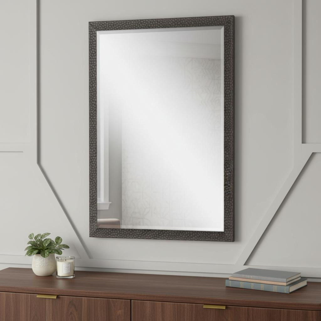632827 31 in. Dark Brown Solid Wood Framed Accent Mirror
