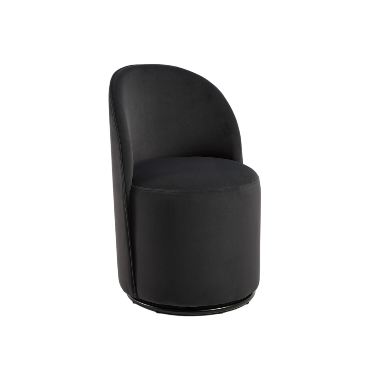 694697 Black Velvet Curved Back Swivel Dining Arm Chair