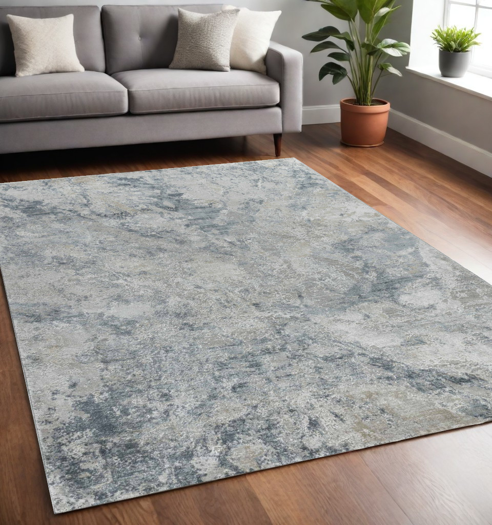 490431 5 x 8 ft. Blue & Gray Abstract Rectangle Area Rug