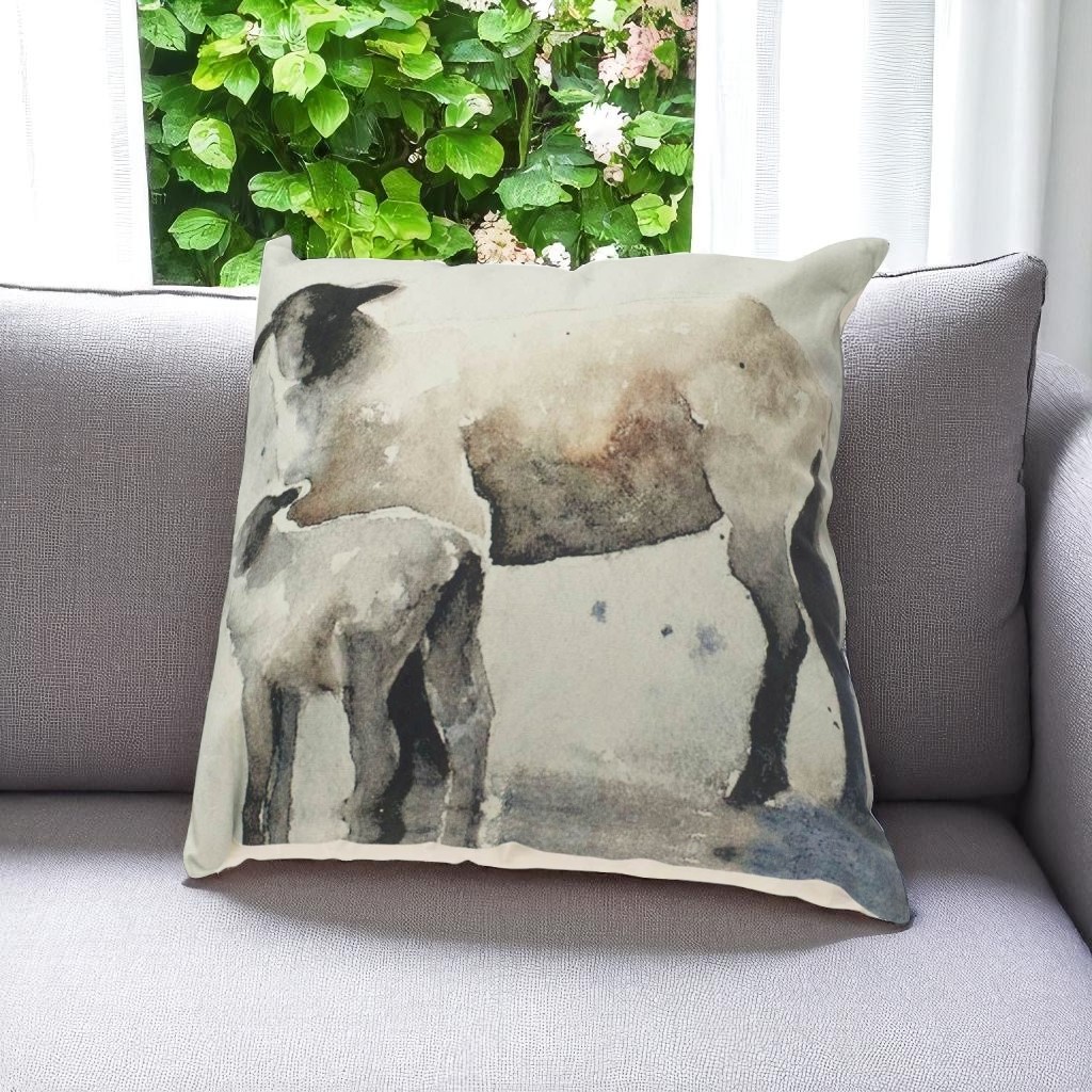 608175 18 in. Gray Black & Cream Linen Throw Pillow Cover