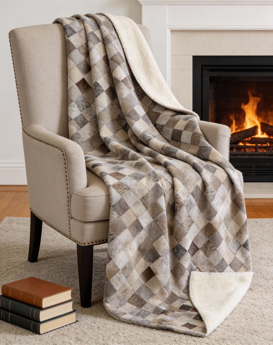 712410 50 x 70 in. Gray Beige & Black Geometric Microfiber Plush Throw Blanket