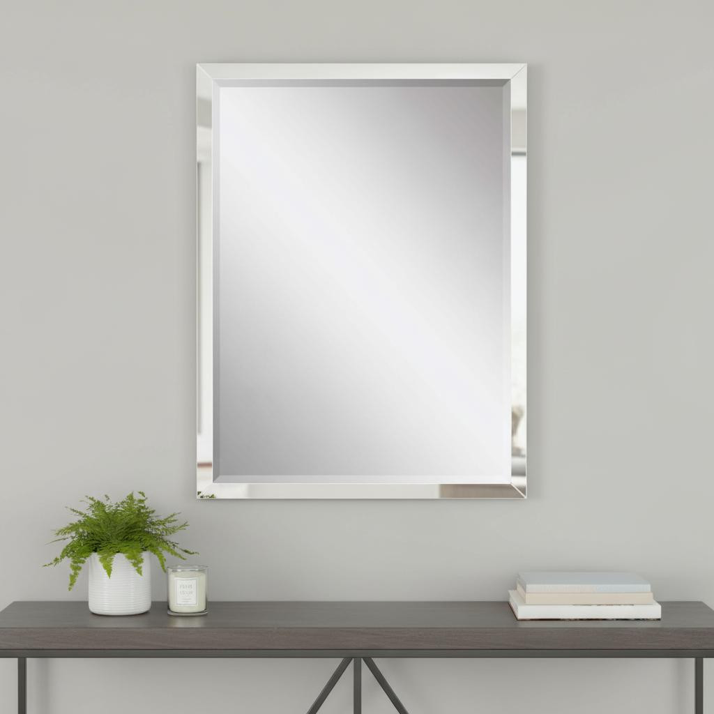 632819 50 in. White Solid Wood Framed Accent Mirror