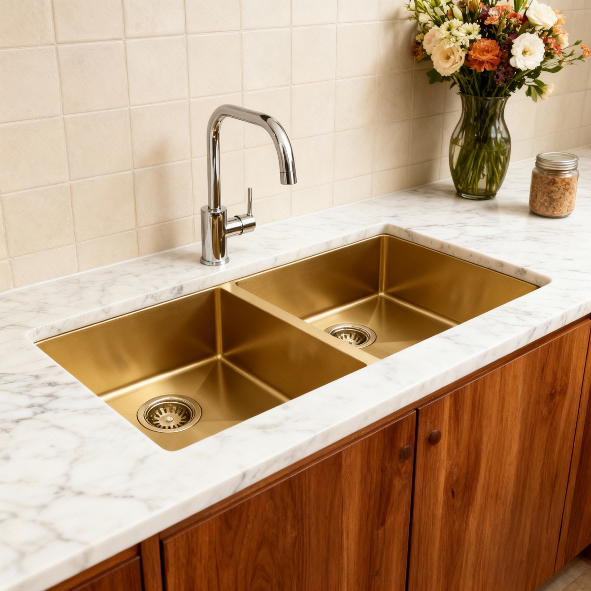 Picture of HomeRoots 719942 10 x 33 in. Gold Stainless Steel Undermount Kitchen Sink