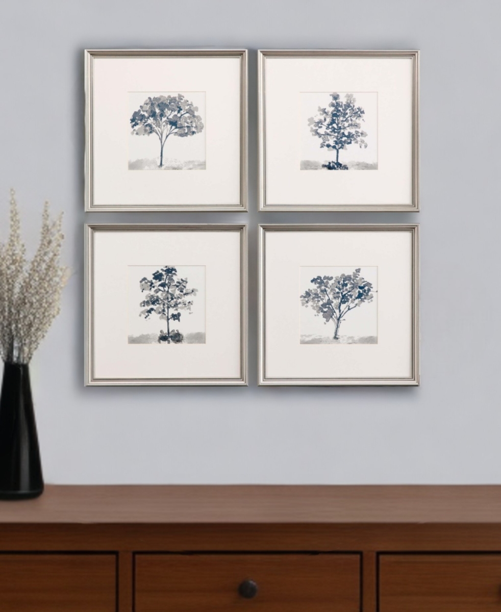 416834 Slate Trees Silver Framed Print Wall Art, Set of 4