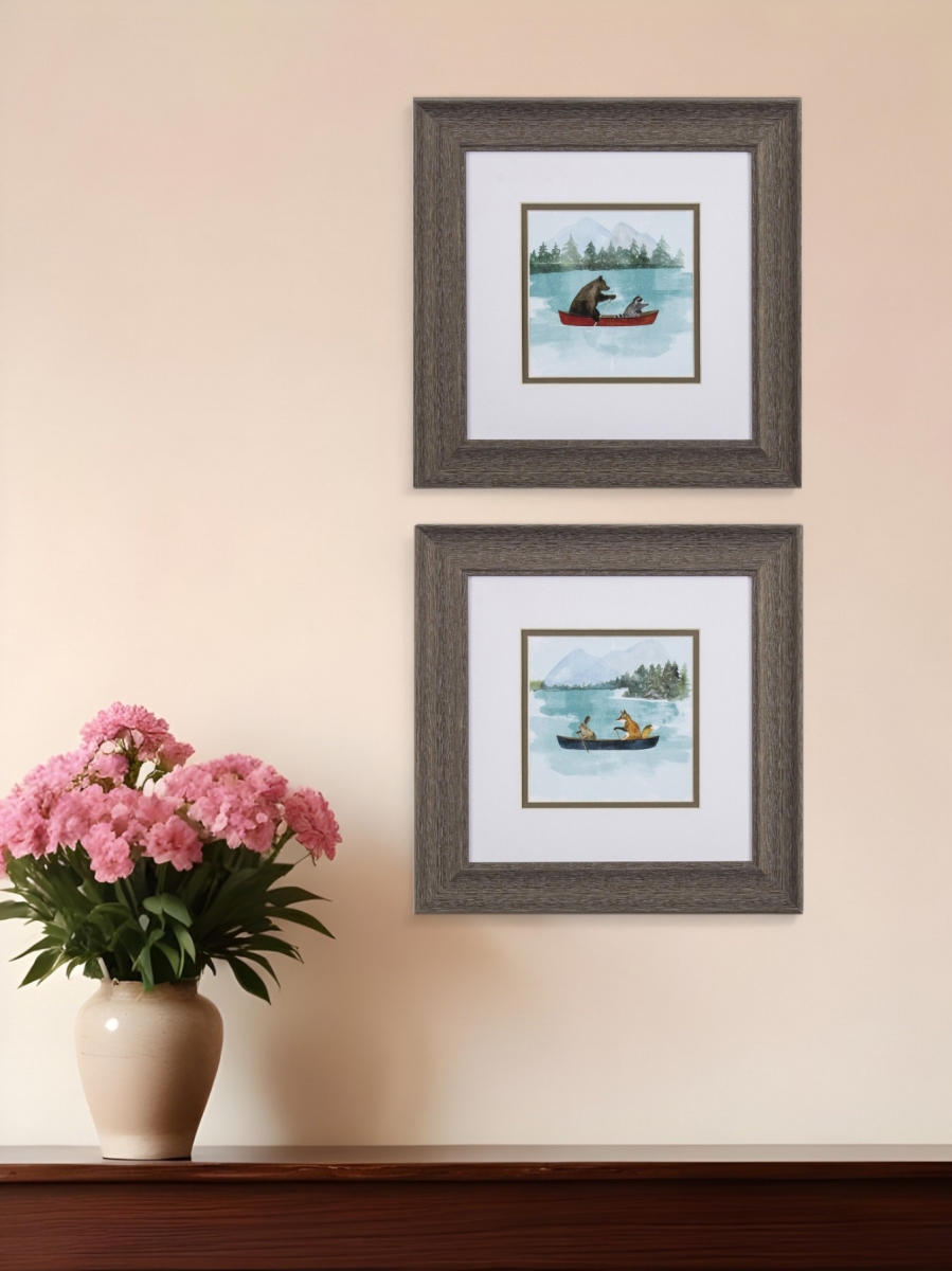 472002 Bear Lake Brown Framed Print Wall Art, Set of 2