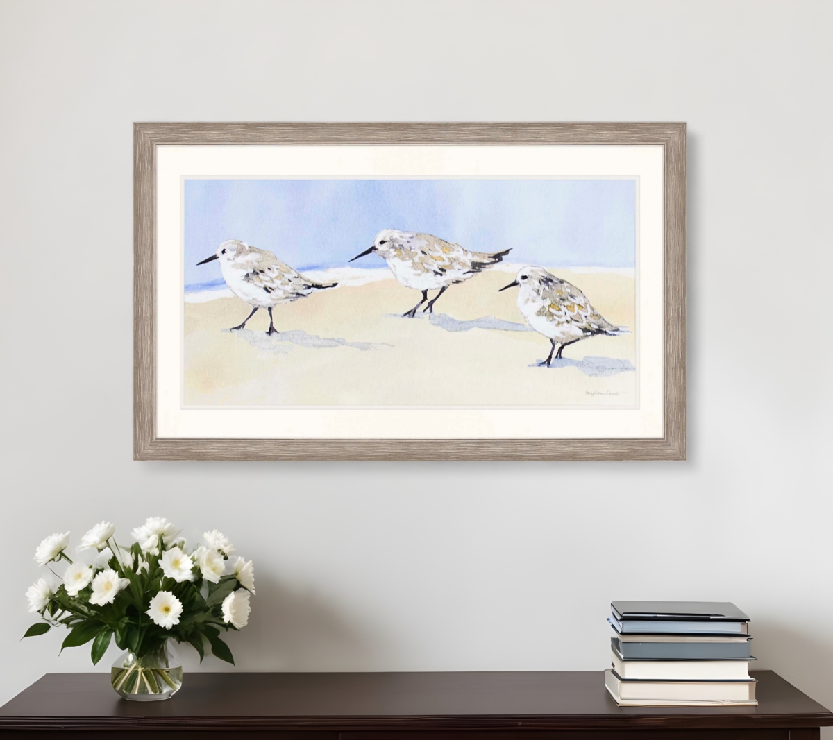 525087 Sandpipers I Silver Framed Print Wall Art