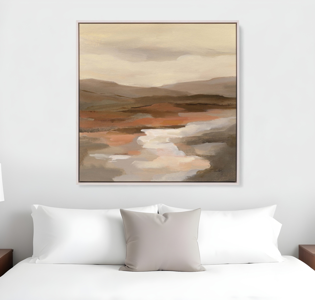 525764 Cinnamon Riverbank I White Floater Frame Print Wall Art