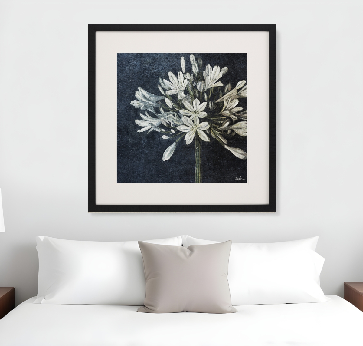 525915 Midnight Lilies I Black Framed Print Wall Art