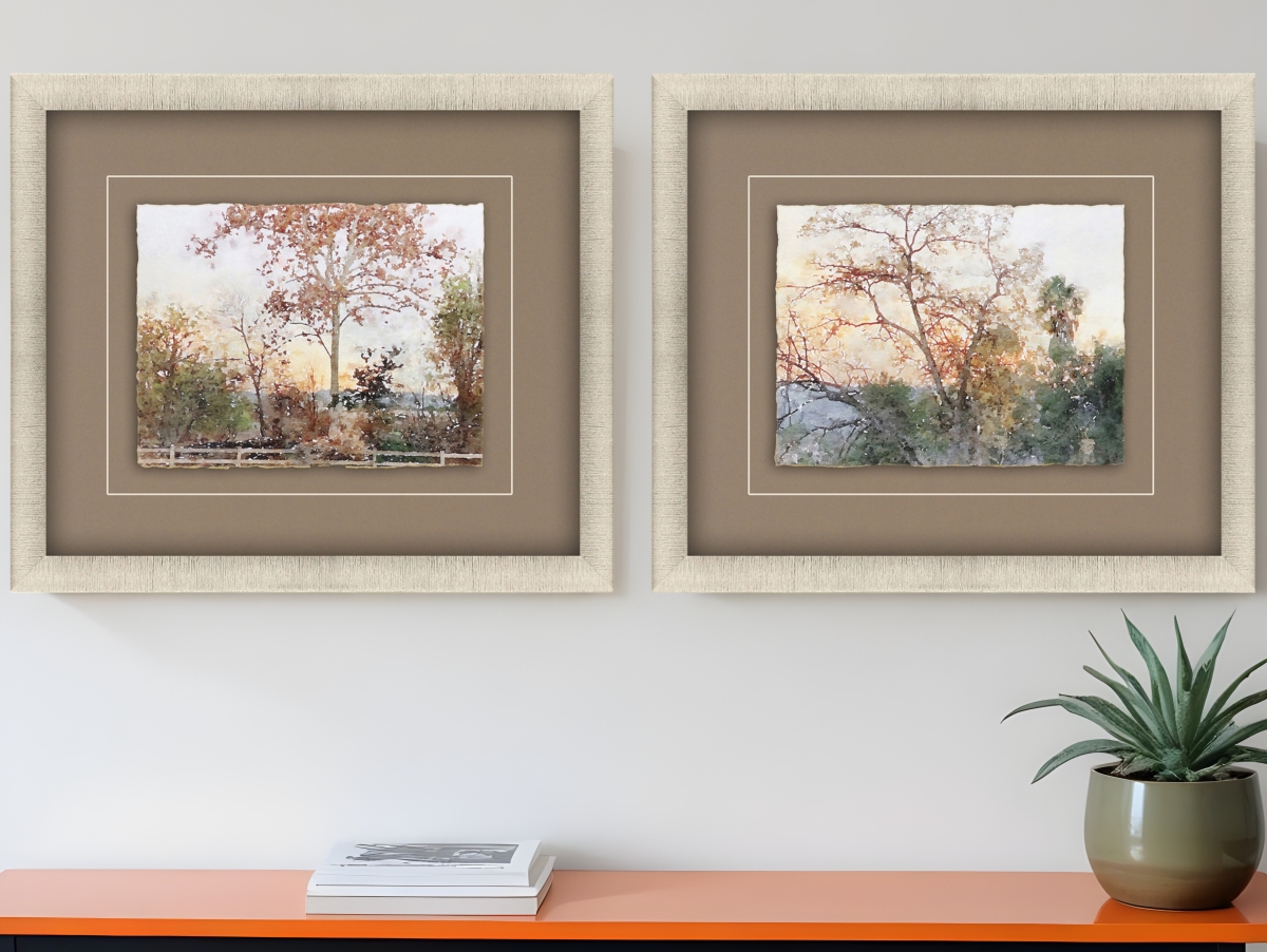 526138 Quiet Place Gold Framed Print Wall Art, Set of 2