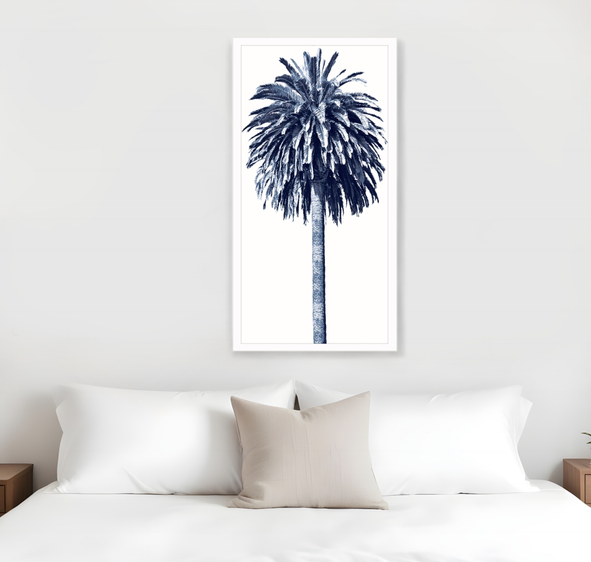 526994 Palm Tree Blue II White Framed Print Wall Art