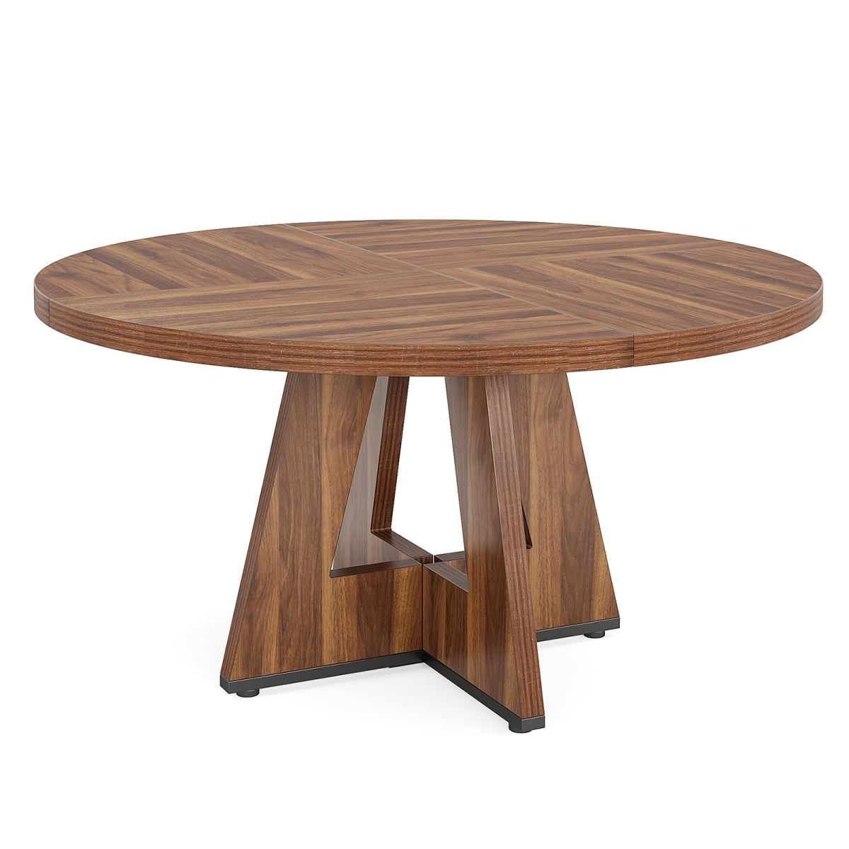 635744 47 in. Brown Solid Wood Pedestal Base Round Top Dining Table