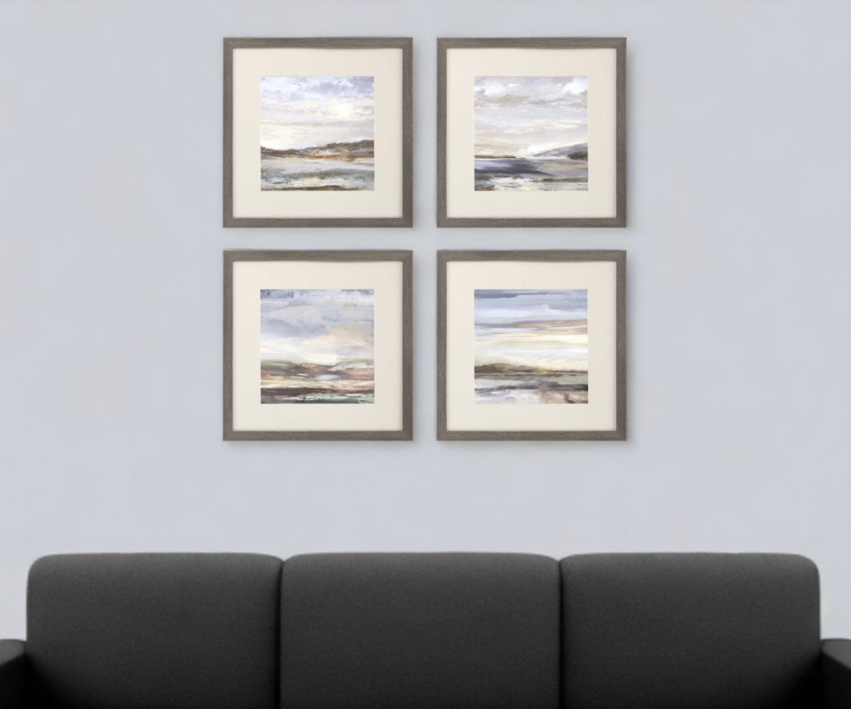 474058 Tirwedd II Silver Framed Print Wall Art, Set of 4