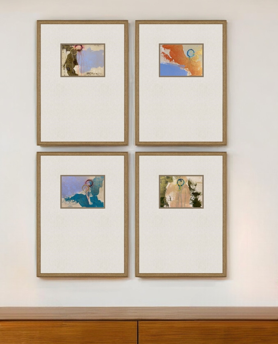 525942 Discovery II Gold Framed Print Wall Art, Set of 4