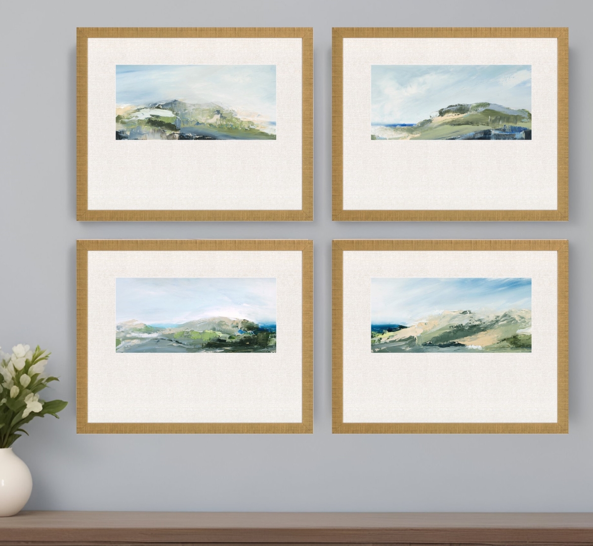 525949 Natures Peace Gold Framed Print Wall Art, Set of 4