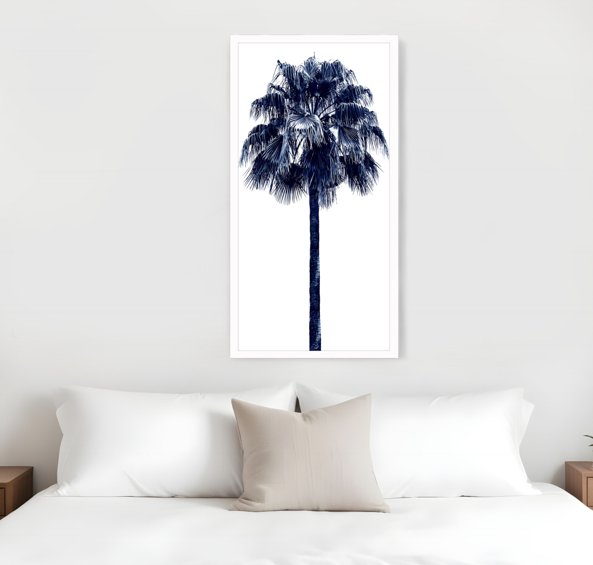 526996 Palm Tree Blue IV White Framed Print Wall Art