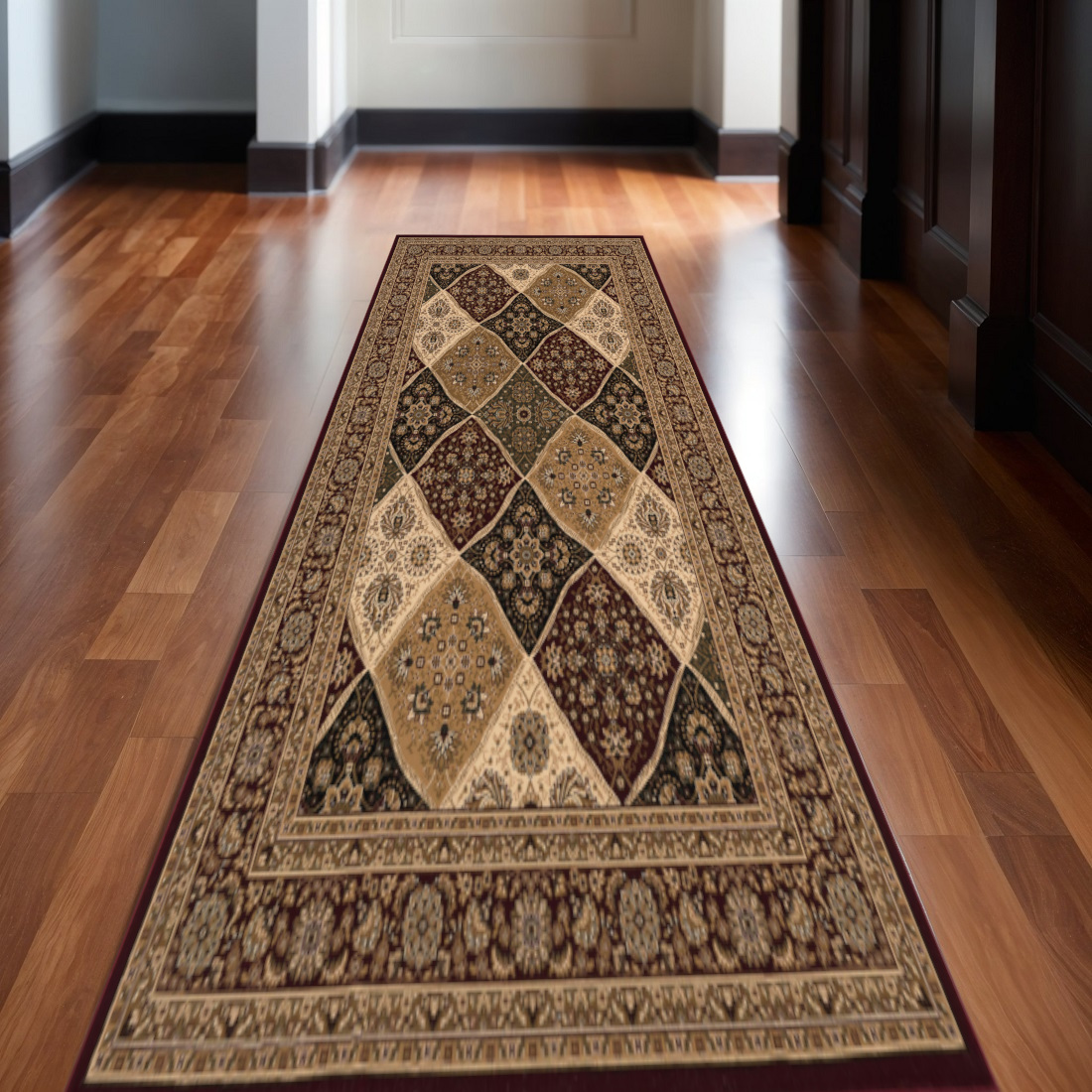 610207 16 ft. Red & Black Moroccan Runner Rug