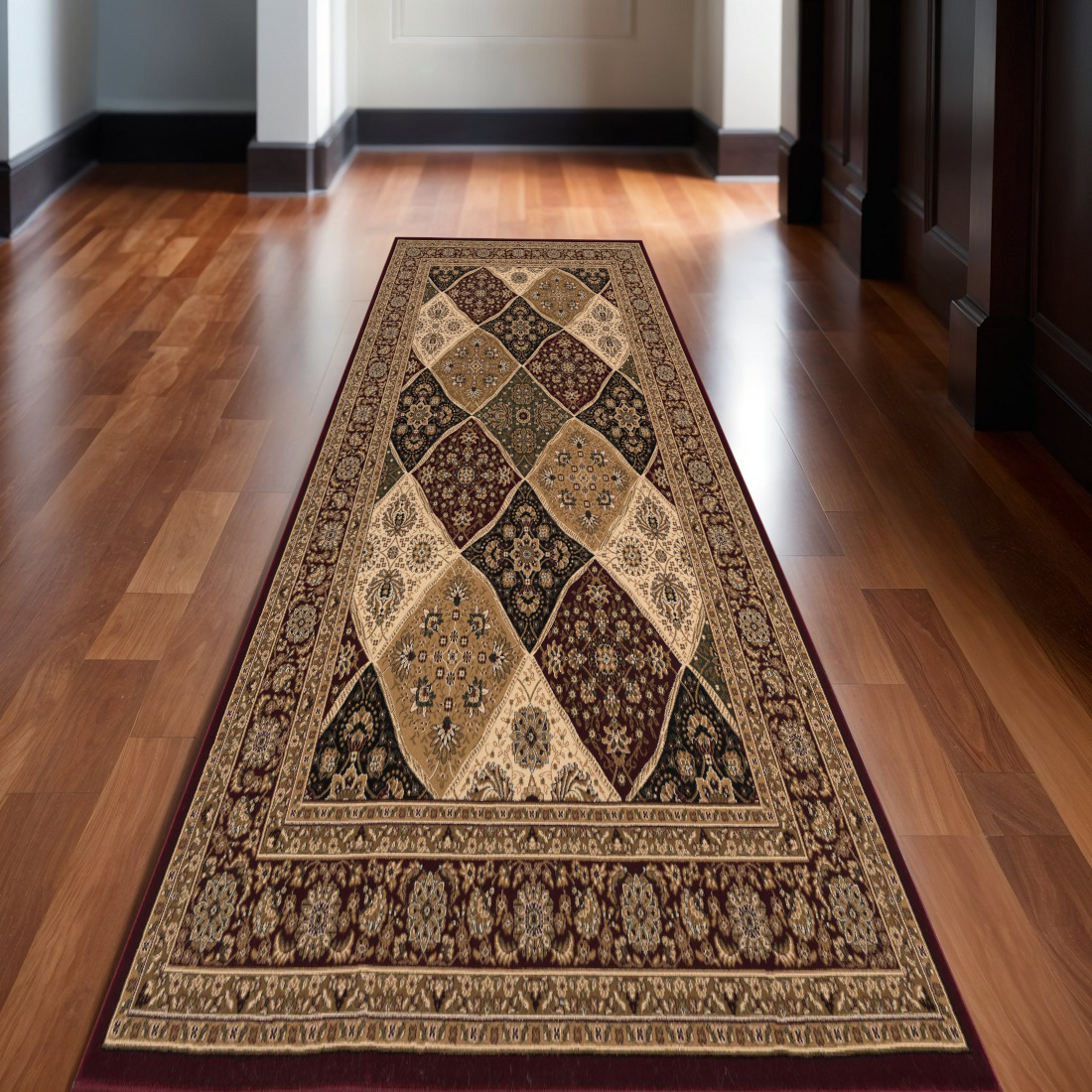 635284 12 ft. Red & Black Moroccan Runner Rug