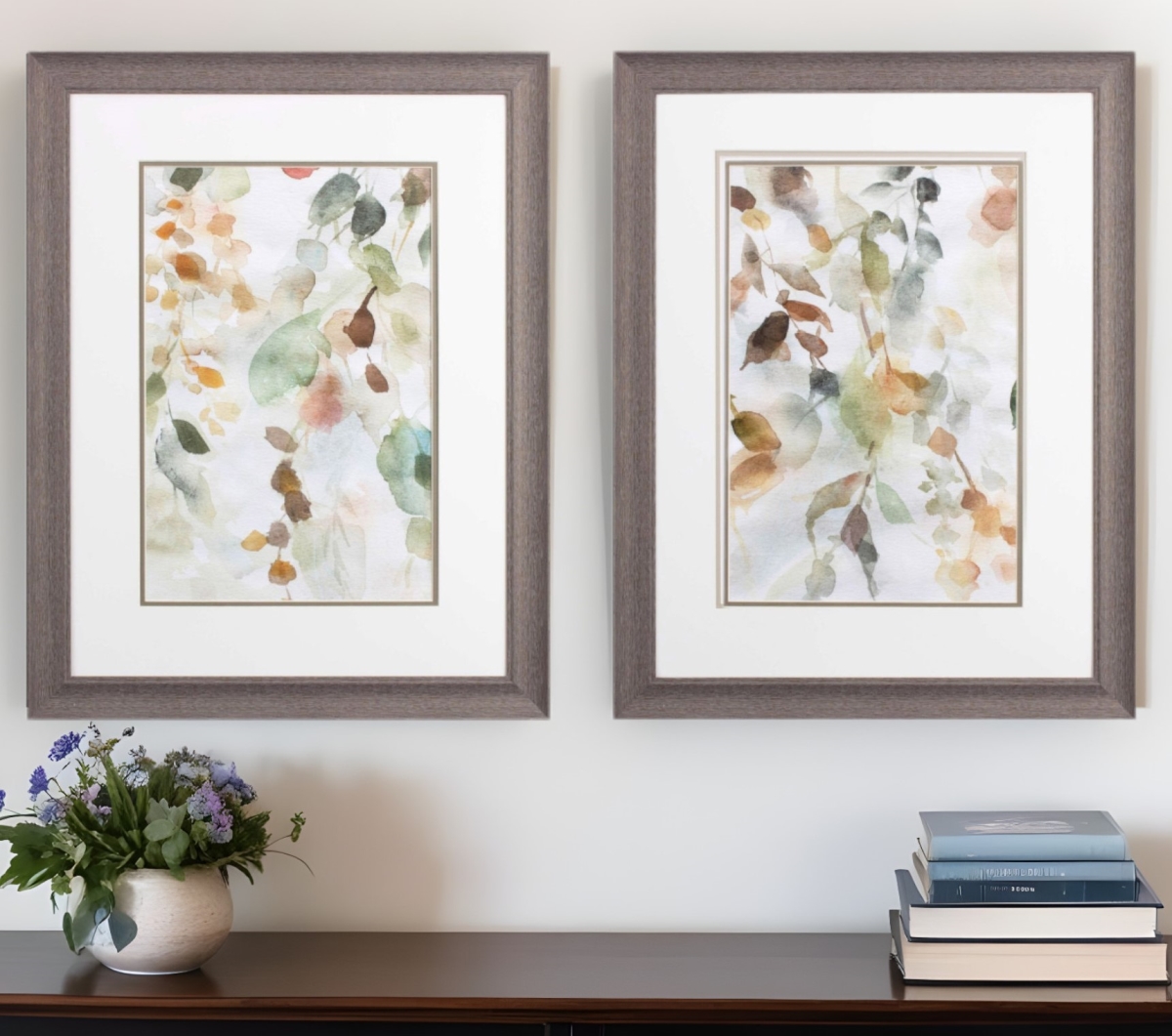 521552 Cascading Nature Brown Framed Print Wall Art, Set of 2