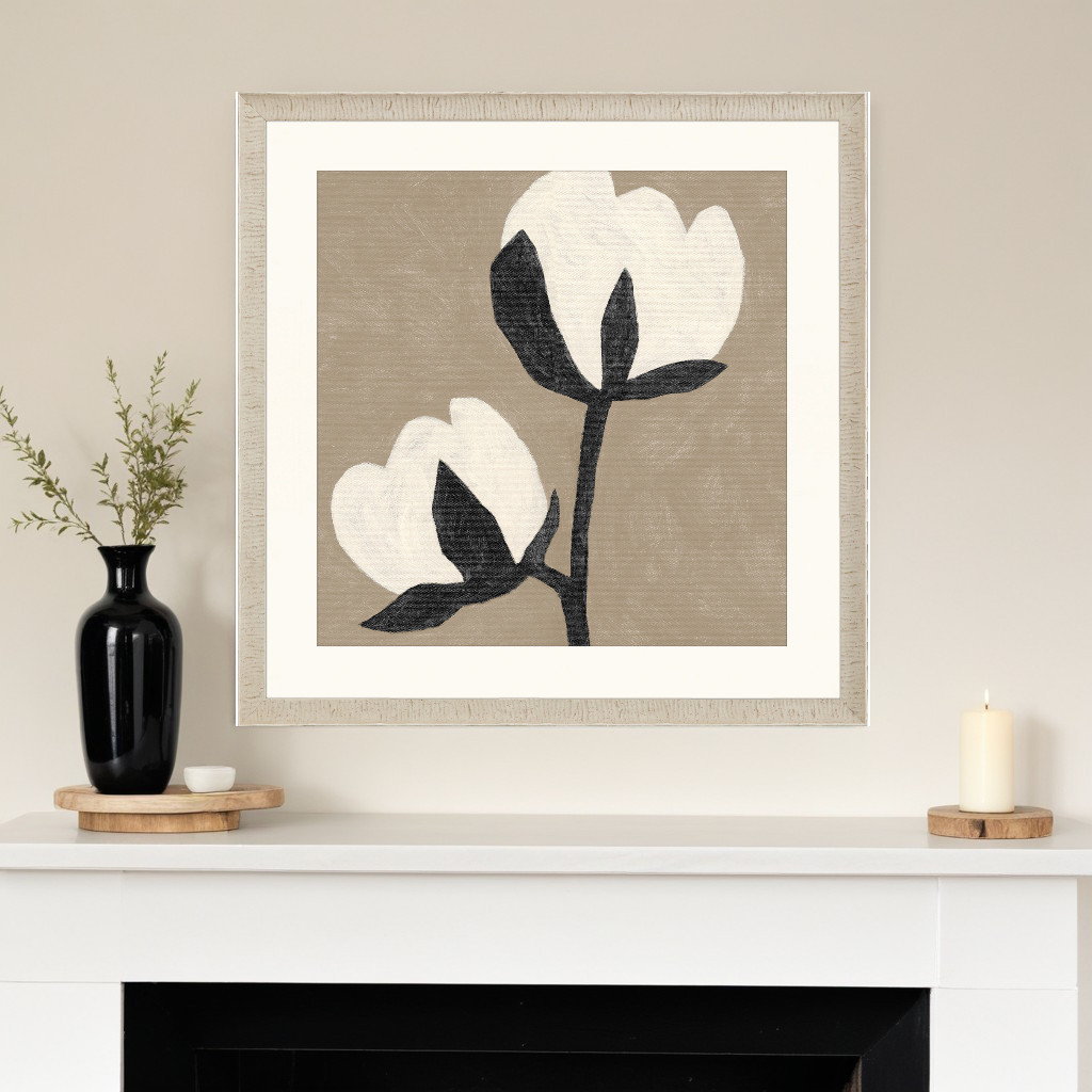 525986 Delicate Sketch Duet White Framed Print Wall Art