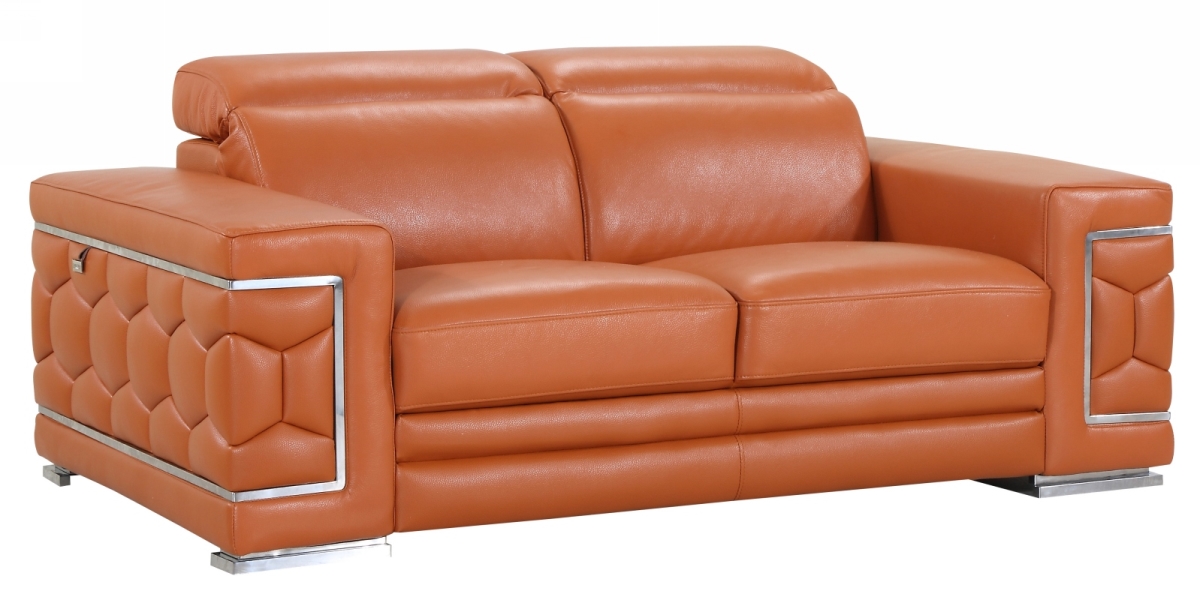 Home Roots 329586 Sturdy Leather Loveseat, Camel - 71 in.