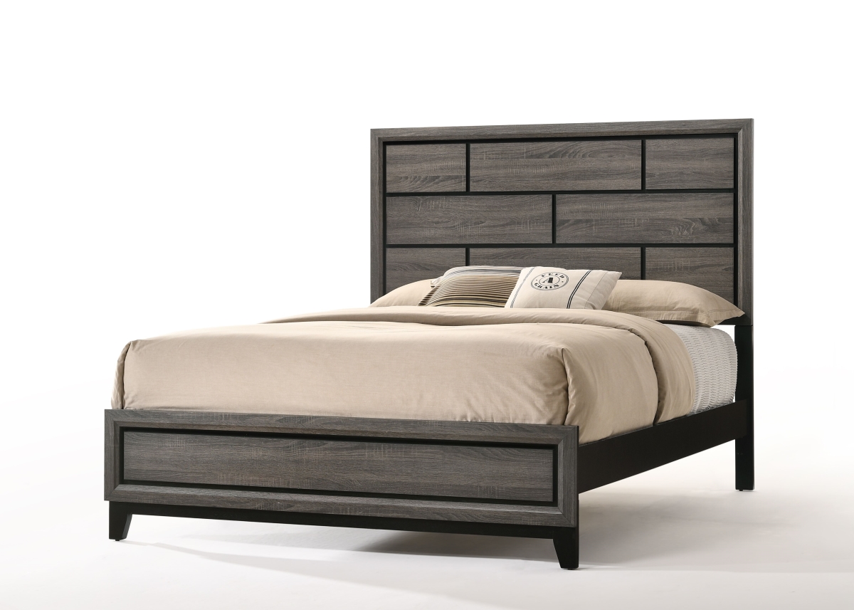 Queen Size Bed - Paper Veneer, Weathered Gray