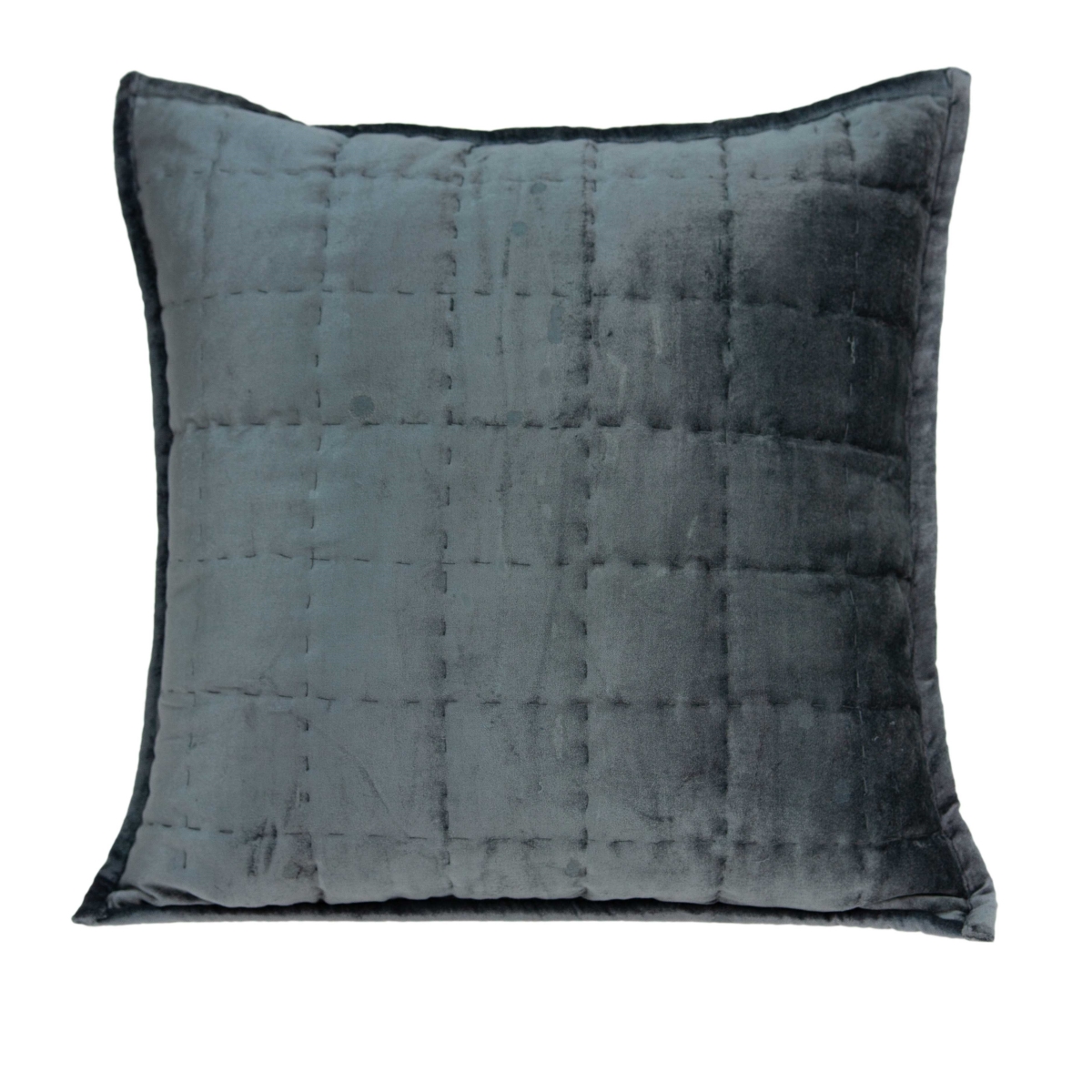 20 x 7 x 20 in. Transitional Charcoal Solid Quilted Pillow Cover with Poly Insert