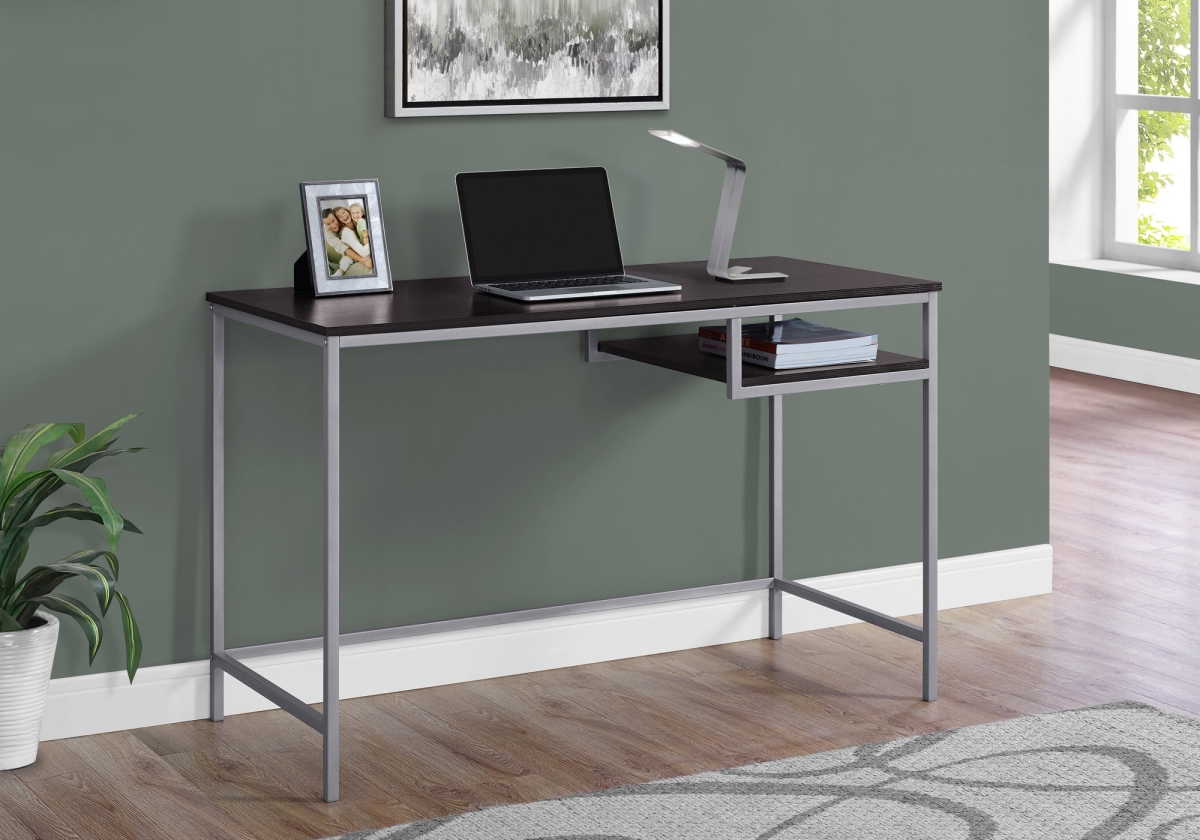 333490 30 in. MDF & Silver Metal Computer Desk