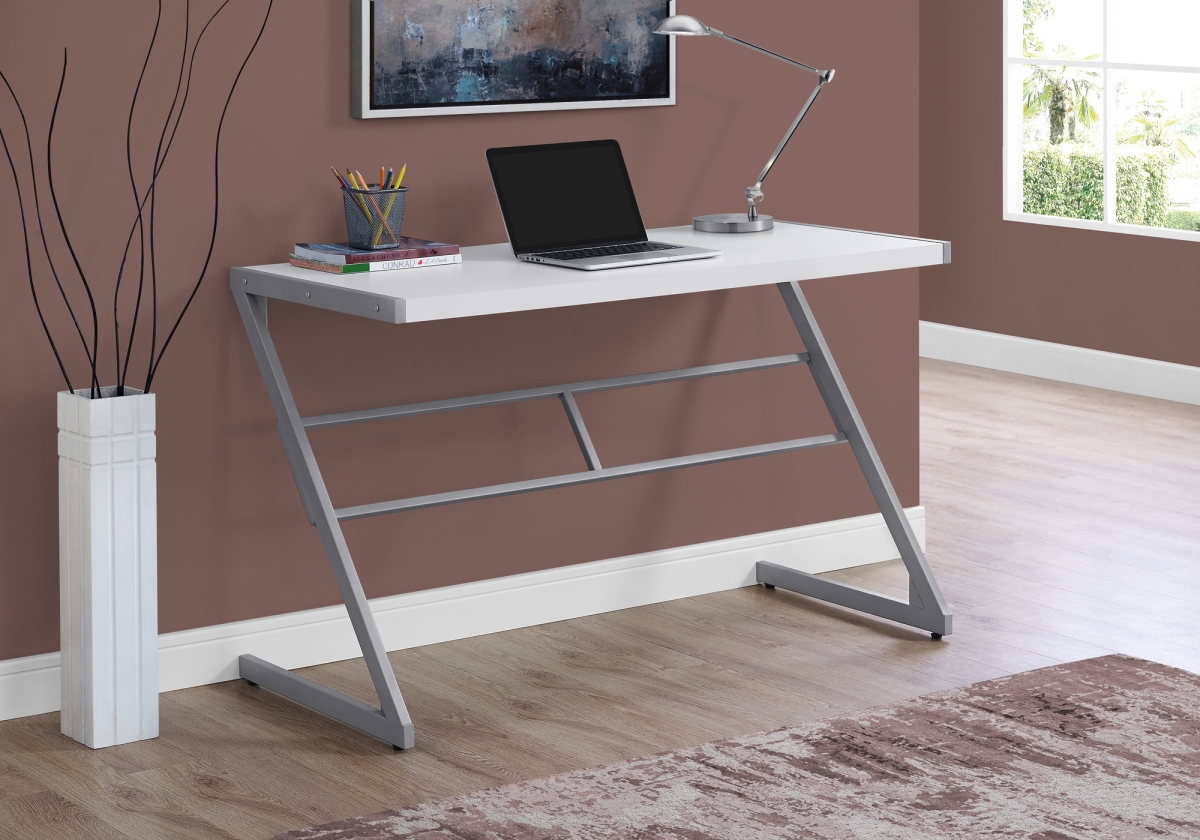 333492 30 in. MDF & White Metal Computer Desk