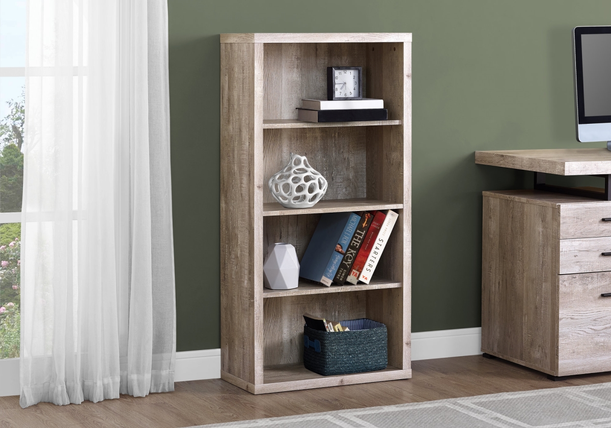 47.5 in. Taupe Particle Board & MDF Bookshelf with Adjustable Shelves
