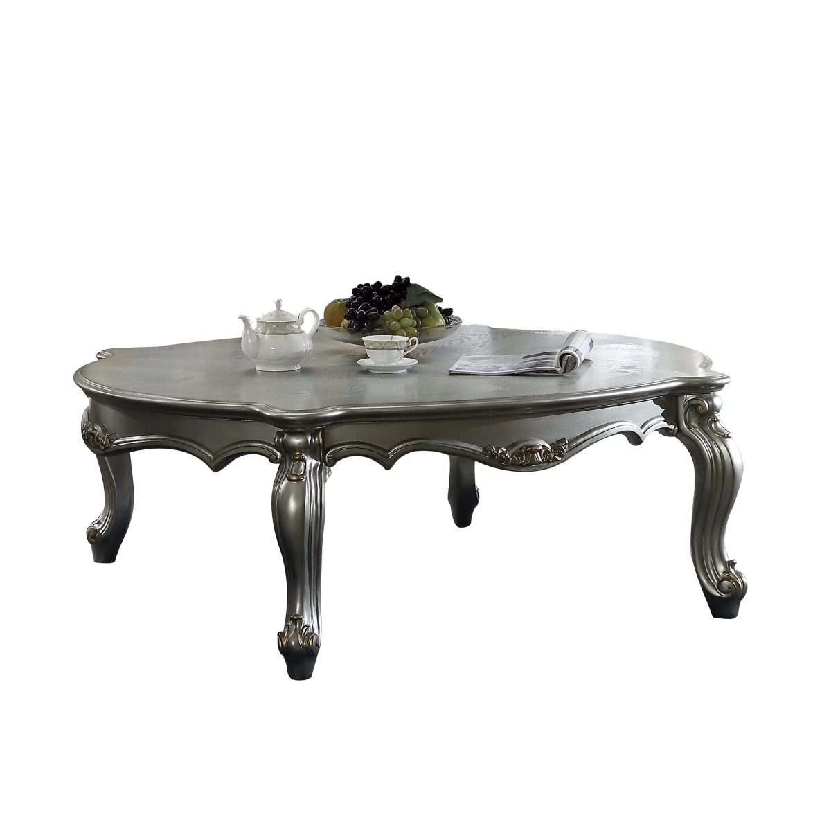 47 x 54 x 20 in. Antique Platinum Wood Poly-Resin Coffee Table