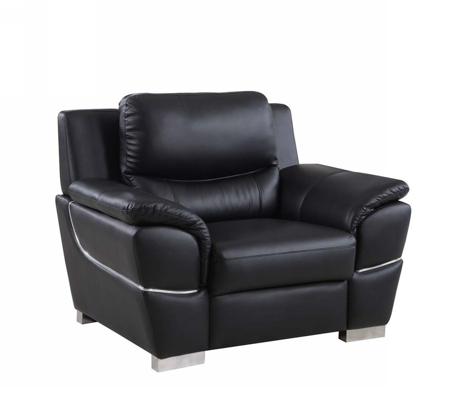 37 in. Chic Black Leather Chair