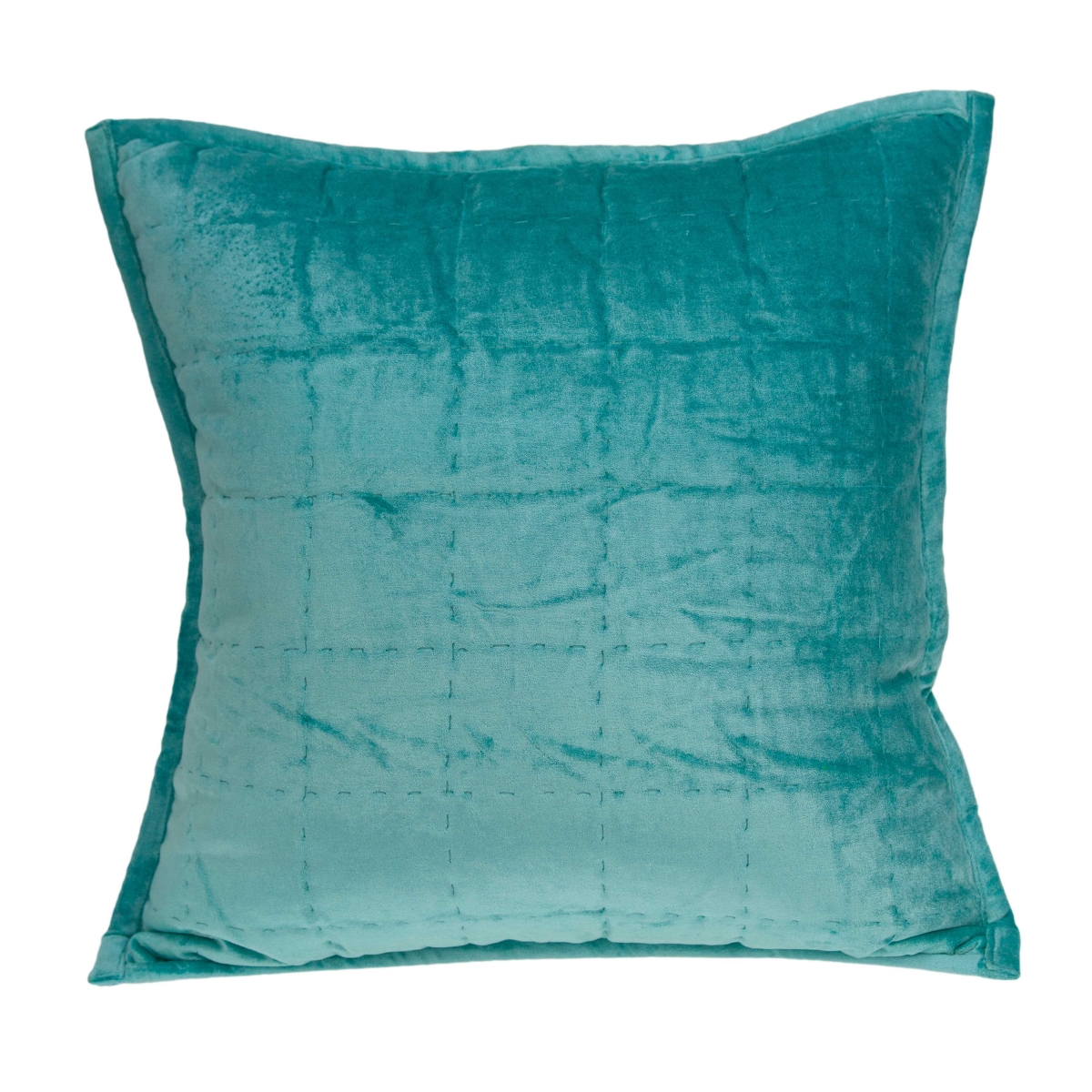 20 x 7 x 20 in. Transitional Aqua Solid Quilted Pillow Cover with Poly Insert