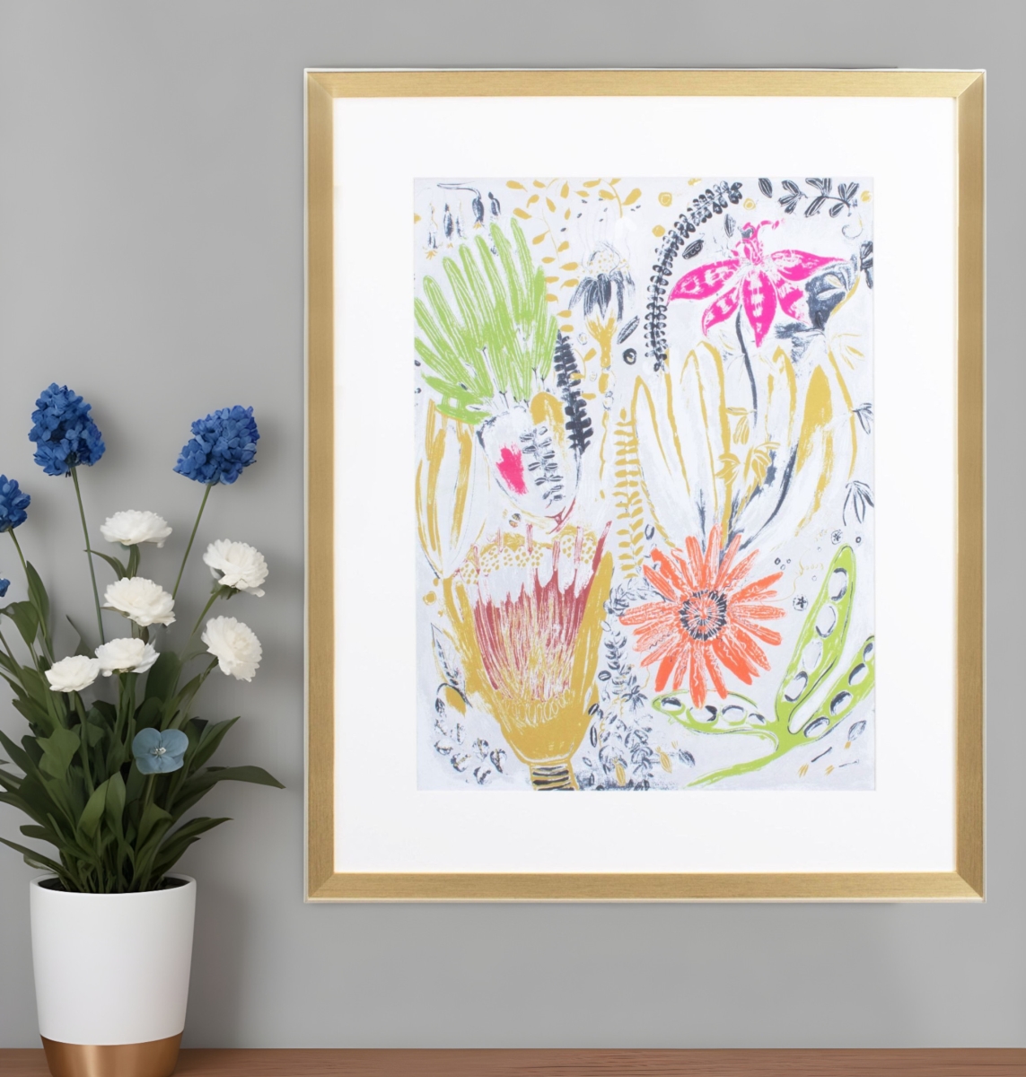 521457 Tropical Blooms I Gold Framed Print Wall Art