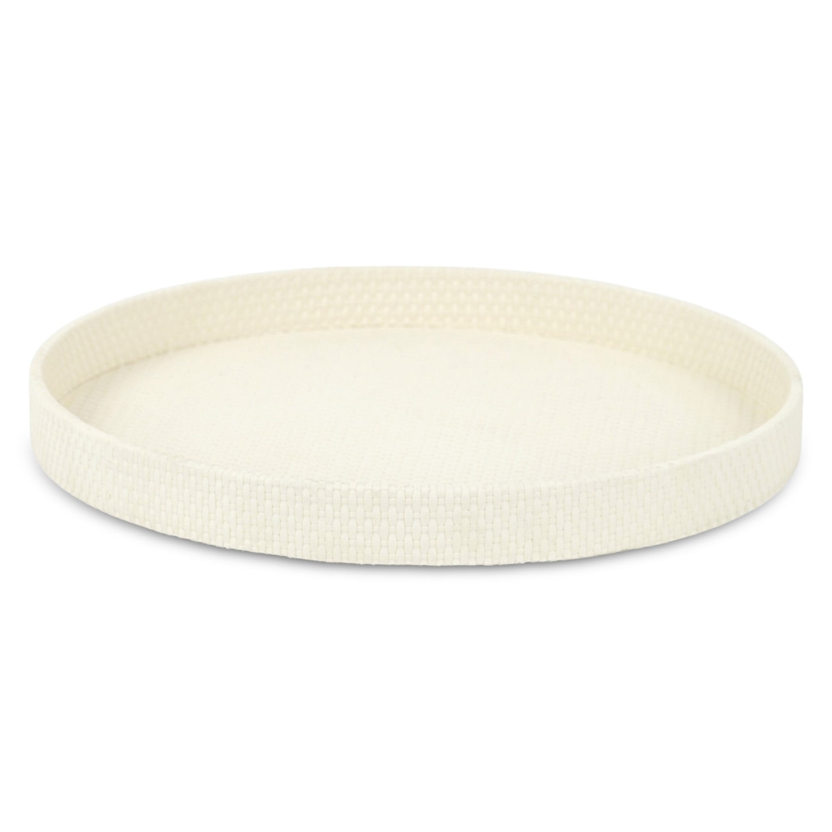 Picture of HomeRoots 713547 15 in. White Faux Wicker Round Serving Tray